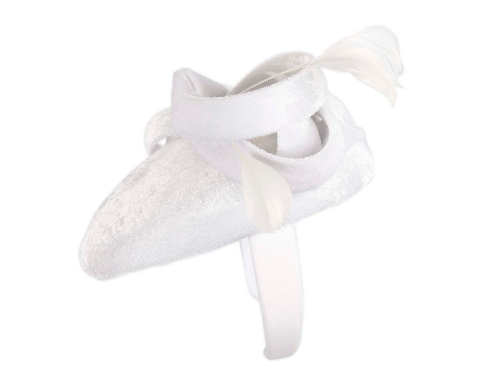 White velvet pillbox winter fascinator-2