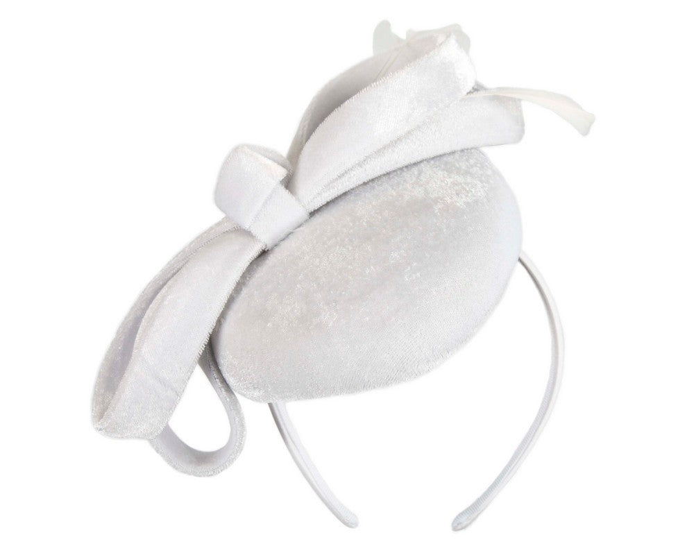 White velvet pillbox winter fascinator-1