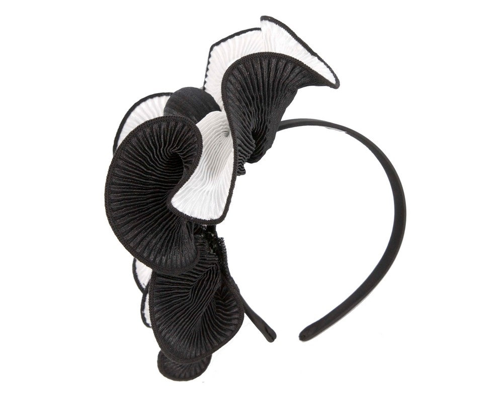 White & black racing fascinator by Max Alexander-3