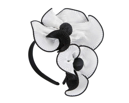 White & black racing fascinator by Max Alexander-1