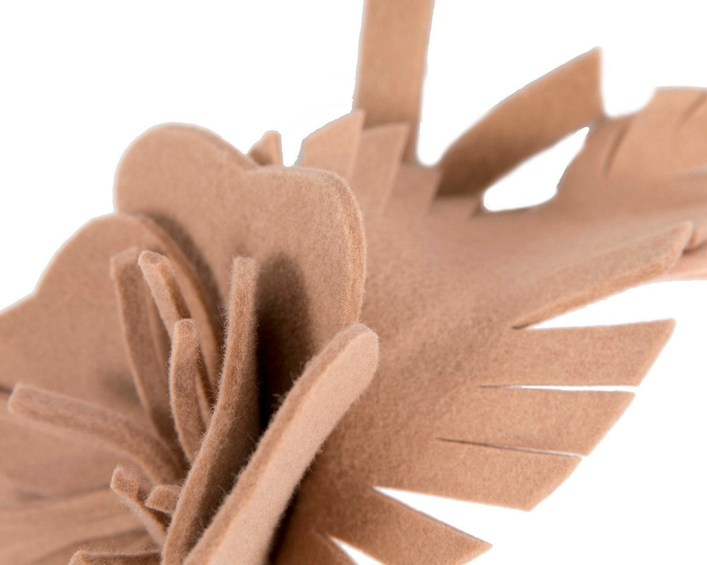 Beige felt flower winter fascinator by Max Alexander