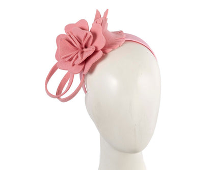 Pink felt flower winter fascinator by Max Alexander-0