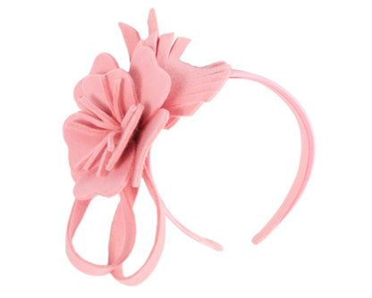 Pink felt flower winter fascinator by Max Alexander-1