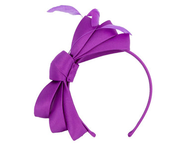 Purple bow racing fascinator by Max Alexander-1