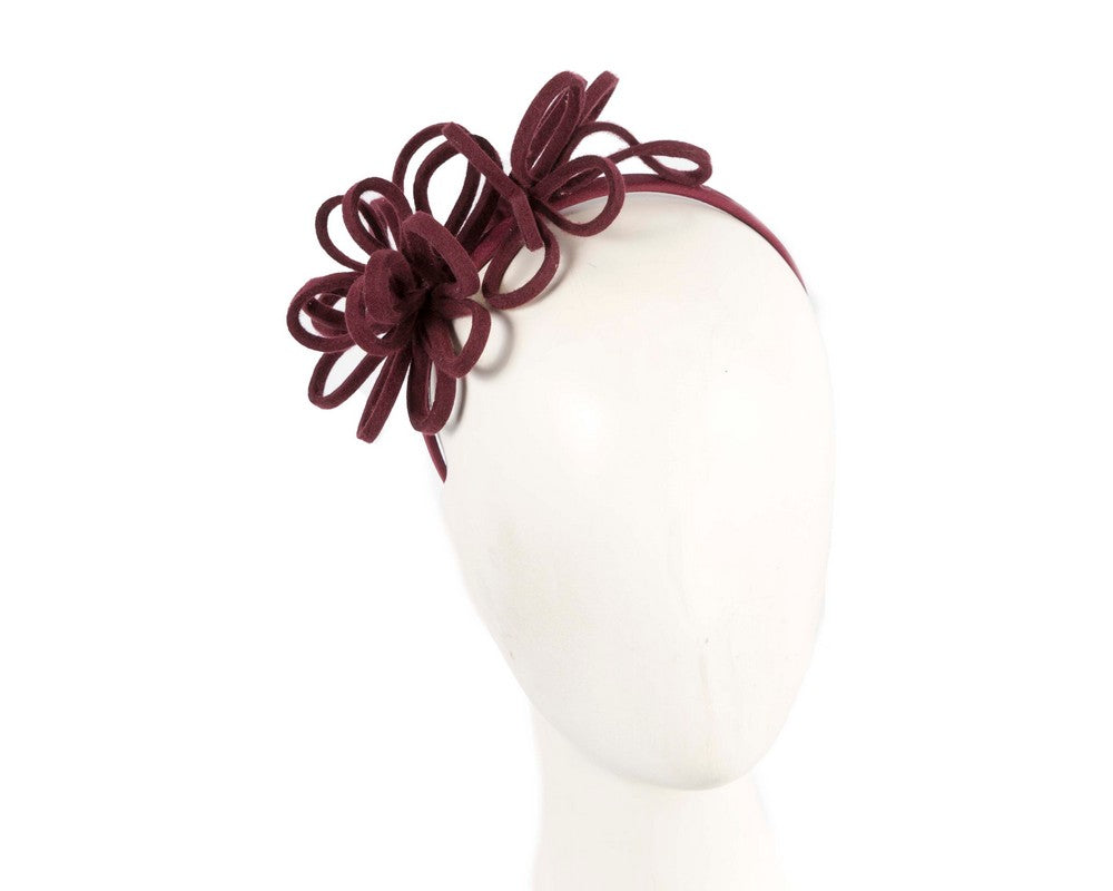 Burgundy felt winter fascinator by Max Alexander-0