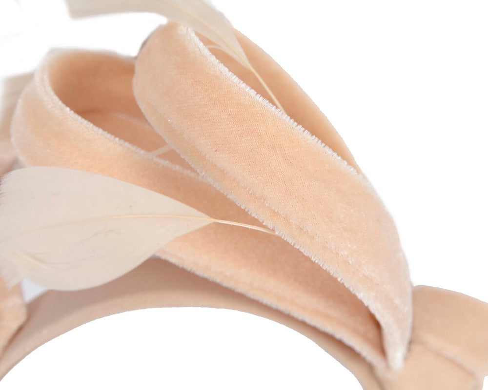 Nude velvet bow racing fascinator by Max Alexander-2
