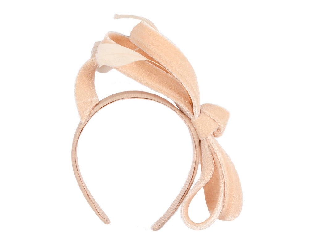 Nude velvet bow racing fascinator by Max Alexander-1