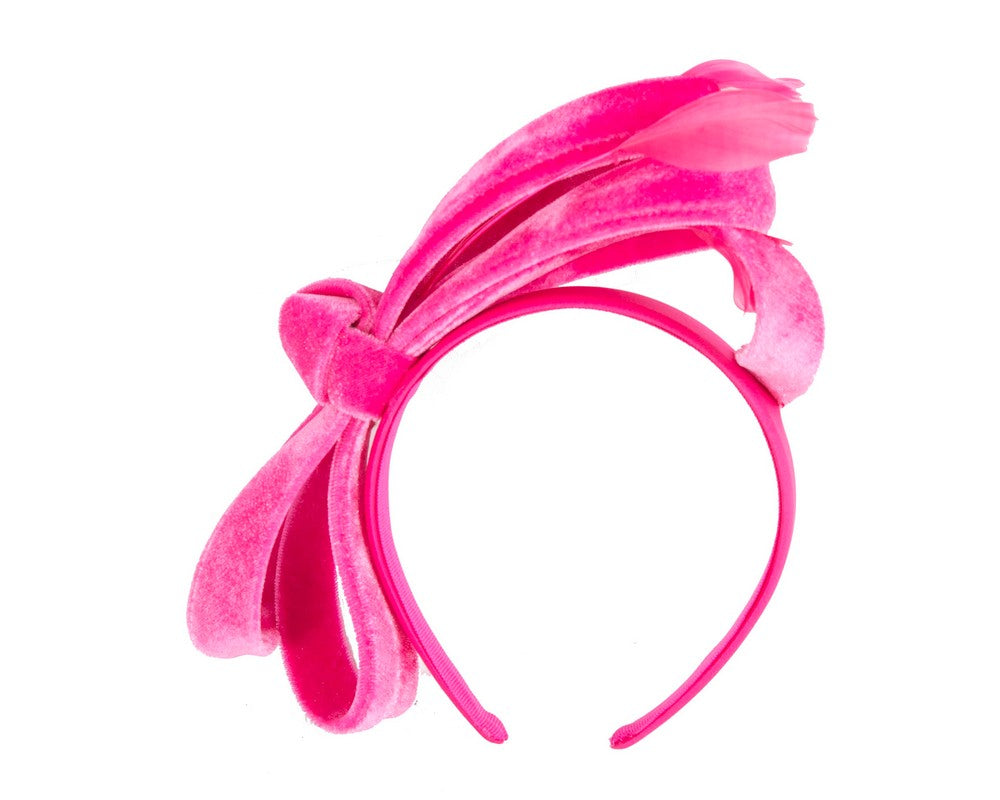 Hot pink velvet bow racing fascinator by Max Alexander-3