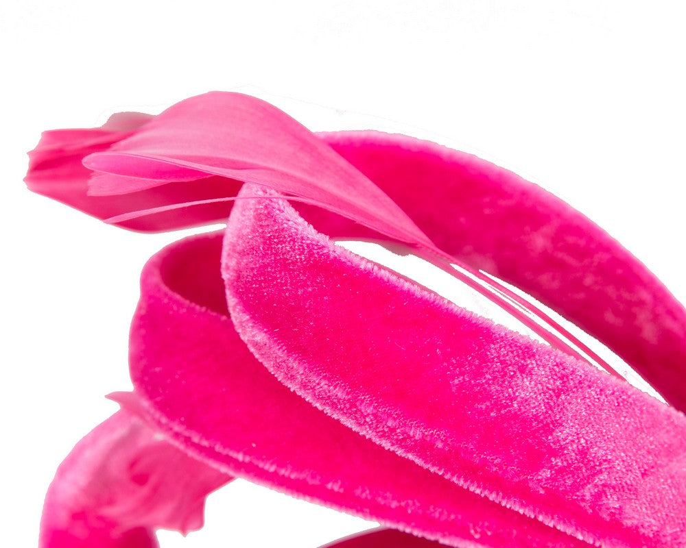 Hot pink velvet bow racing fascinator by Max Alexander-2