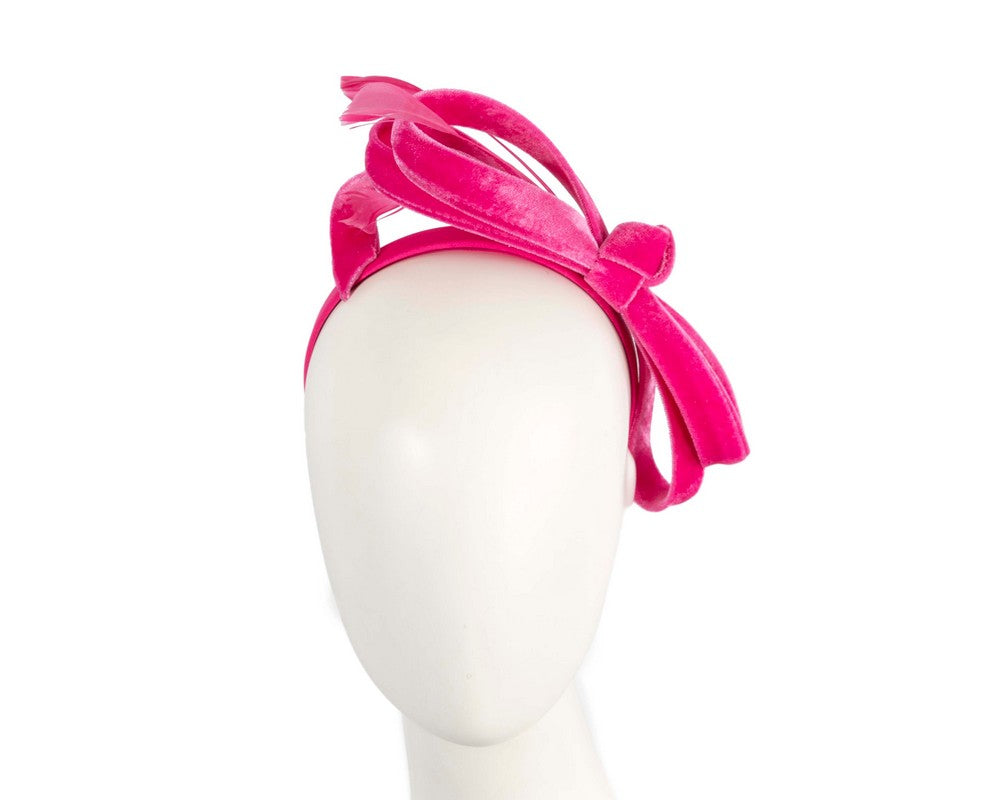 Hot pink velvet bow racing fascinator by Max Alexander-0