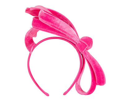 Hot pink velvet bow racing fascinator by Max Alexander-1