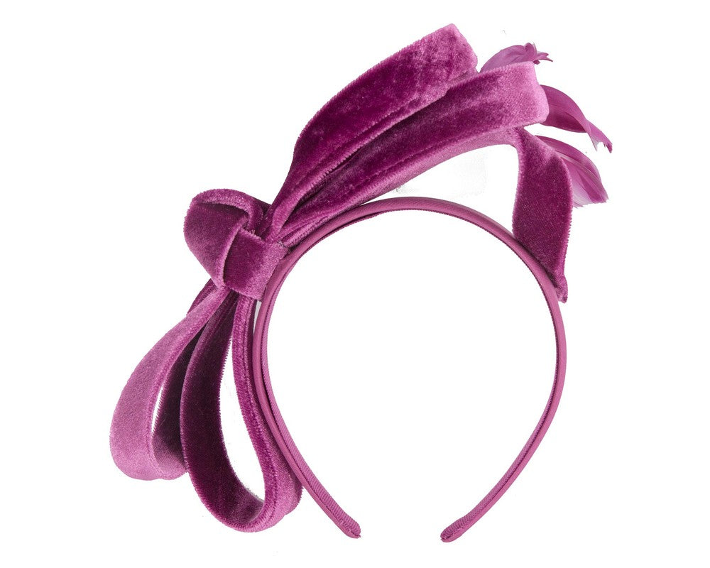Purple velvet bow racing fascinator by Max Alexander-3