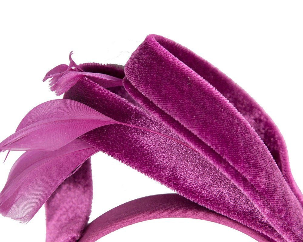 Purple velvet bow racing fascinator by Max Alexander-2