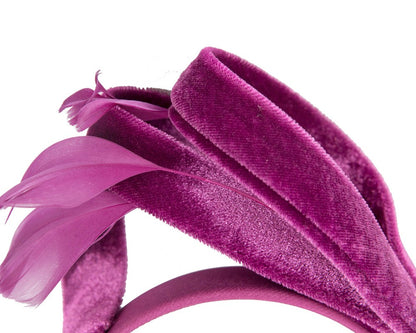 Purple velvet bow racing fascinator by Max Alexander-2