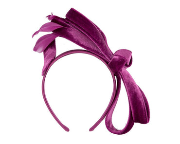 Purple velvet bow racing fascinator by Max Alexander-1