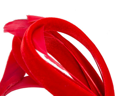 Red velvet bow racing fascinator by Max Alexander-2
