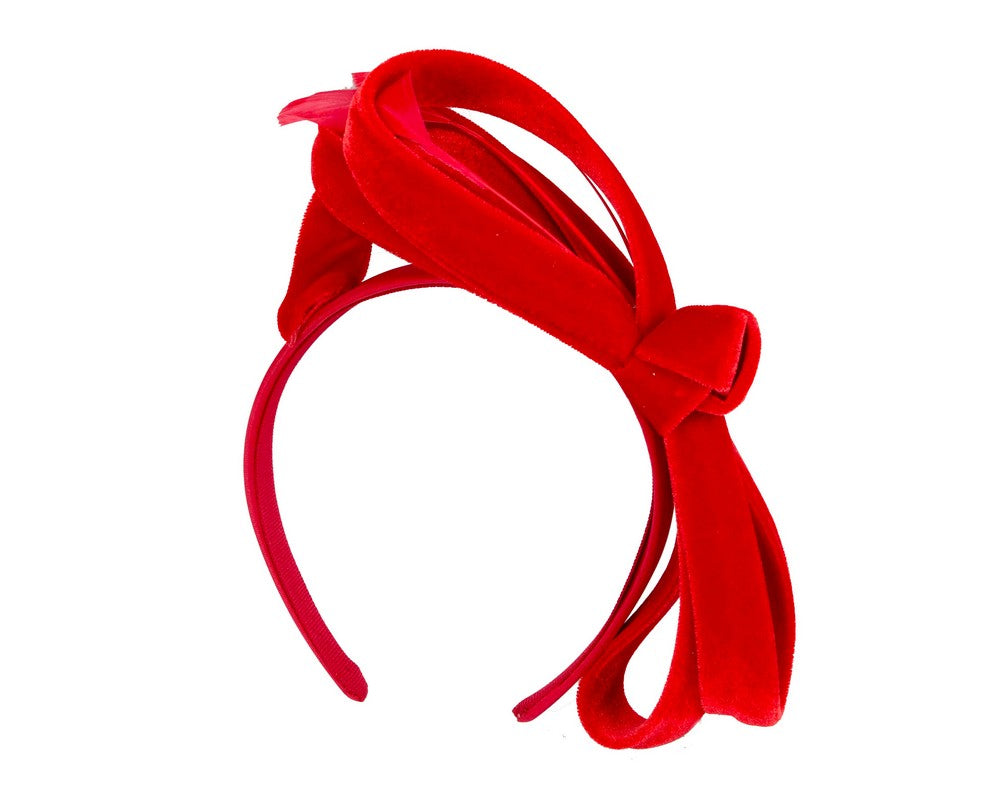 Red velvet bow racing fascinator by Max Alexander-1