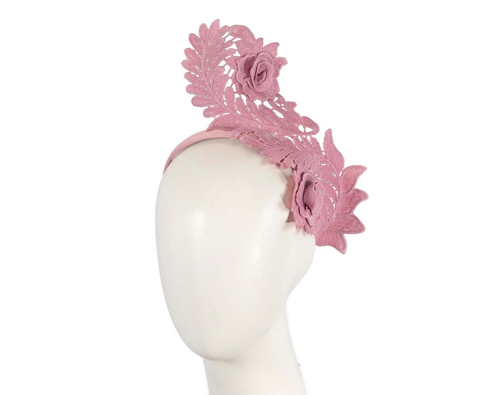 Elegant Dusty Pink Lace Fascinator by Max Alexander-0