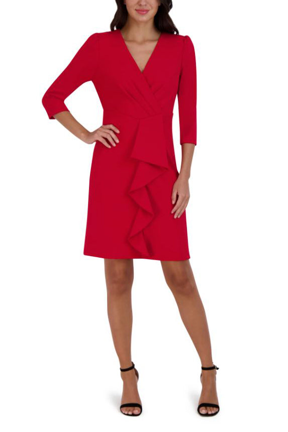 Julia Jordan Pleated Ruffled-Front Sheath Dress-3