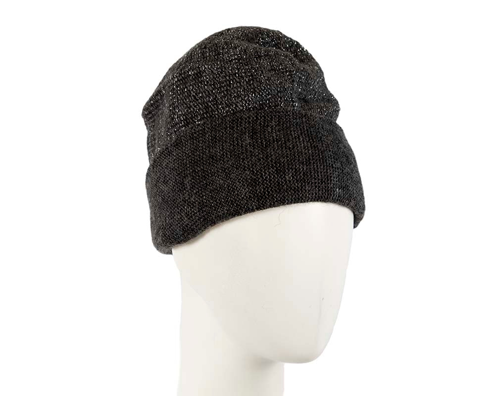 European made woven black beanie-1