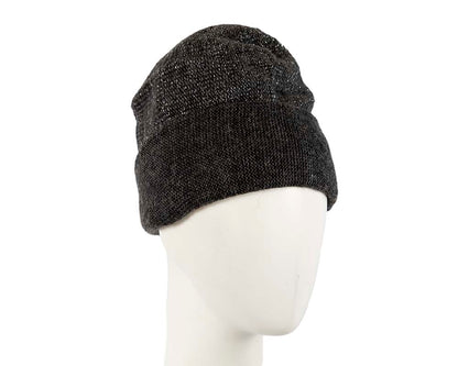 European made woven black beanie-1