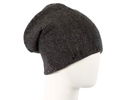 European made woven black beanie-0