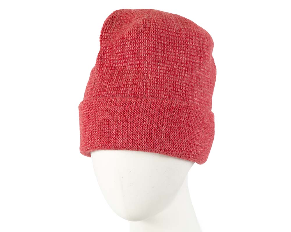 European made woven coral beanie-1