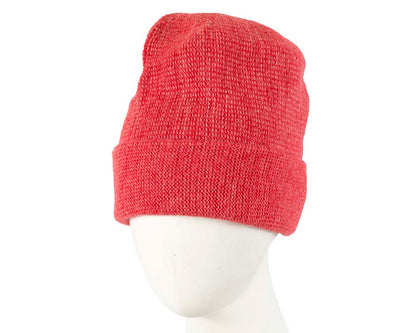 European made woven coral beanie-1