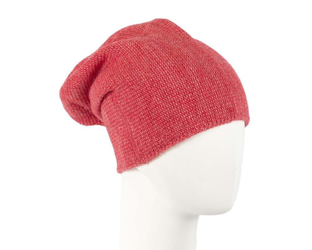 European made woven coral beanie-0