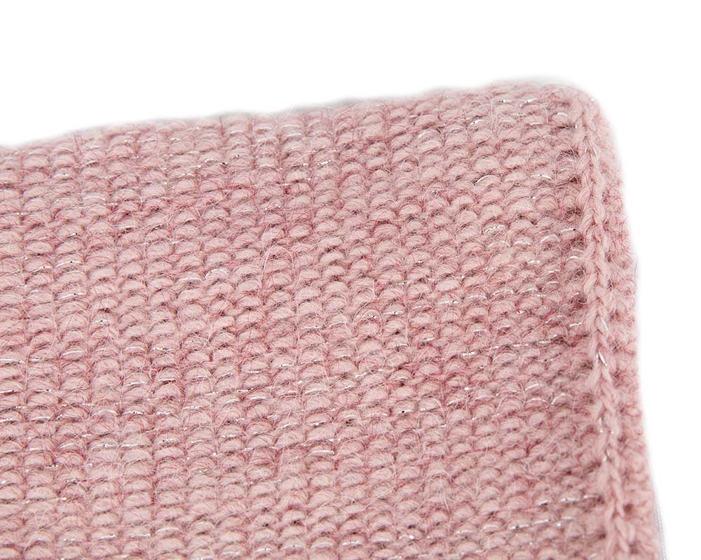 European made woven dusty pink beanie-3