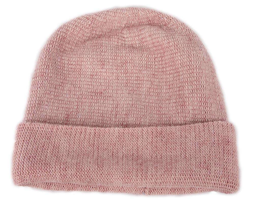European made woven dusty pink beanie-2