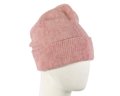 European made woven dusty pink beanie-1