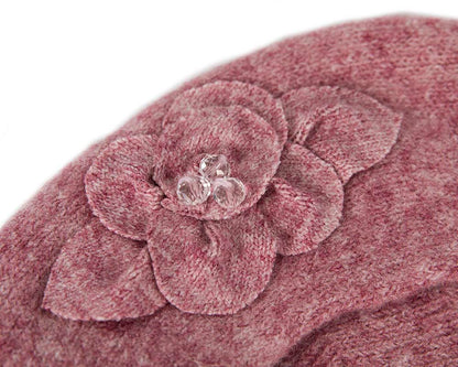 European made woven dusty pink beret