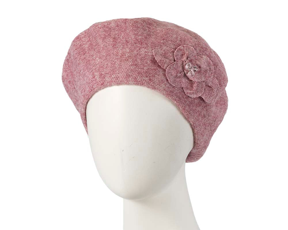 European made woven dusty pink beret