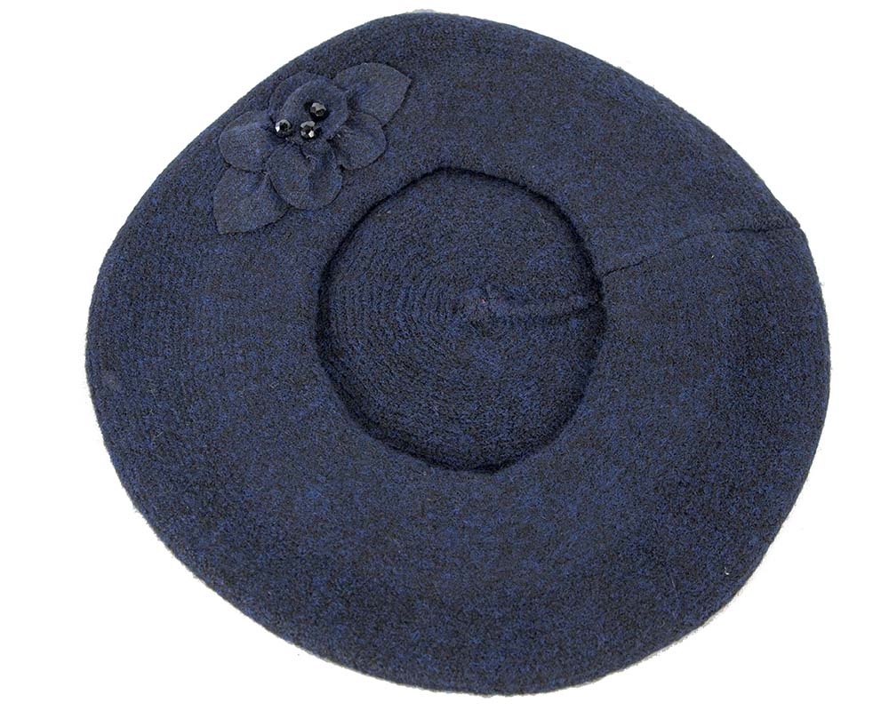 European made woven navy beret-3