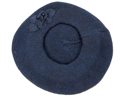 European made woven navy beret-3