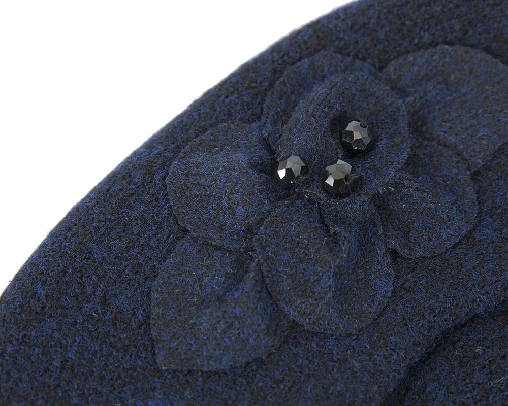 European made woven navy beret-2