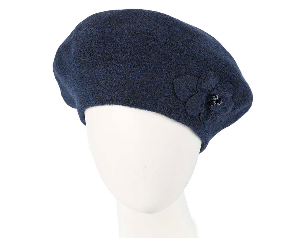 European made woven navy beret-0
