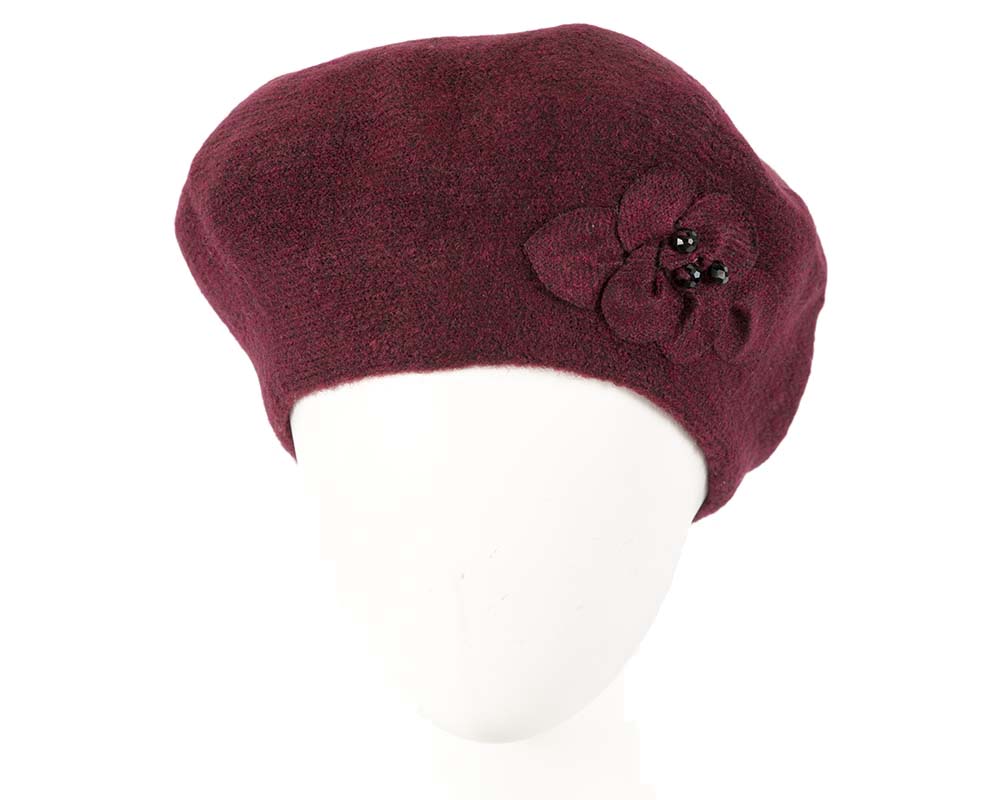 European made woven burgundy wine beret