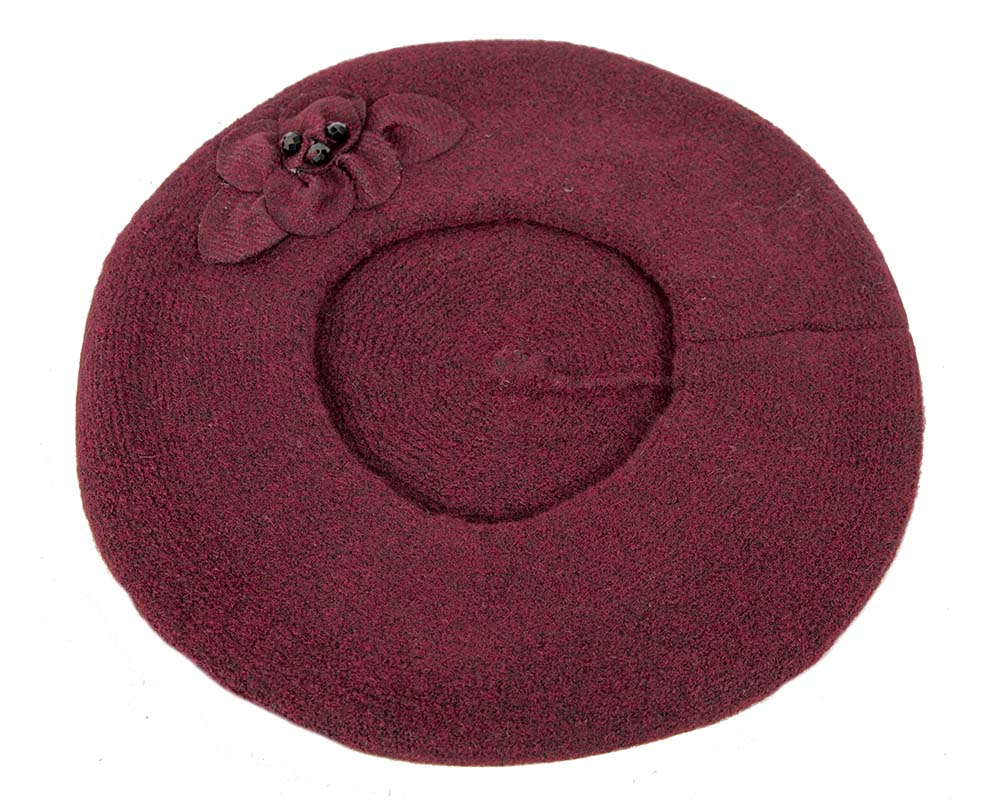 European made woven burgundy wine beret