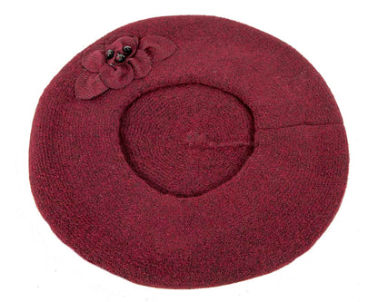 European made woven burgundy wine beret