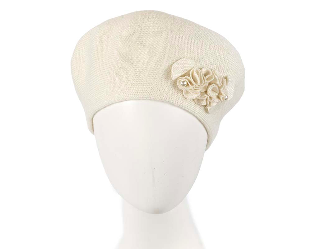 Warm woven cream beret by Max Alexander-0