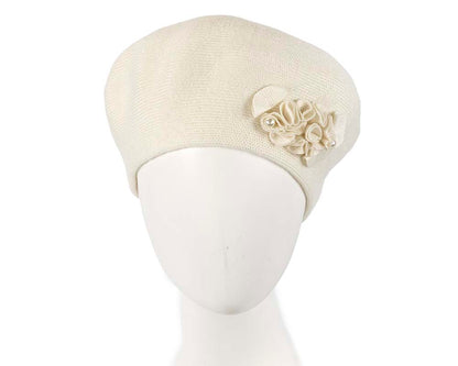 Warm woven cream beret by Max Alexander-0