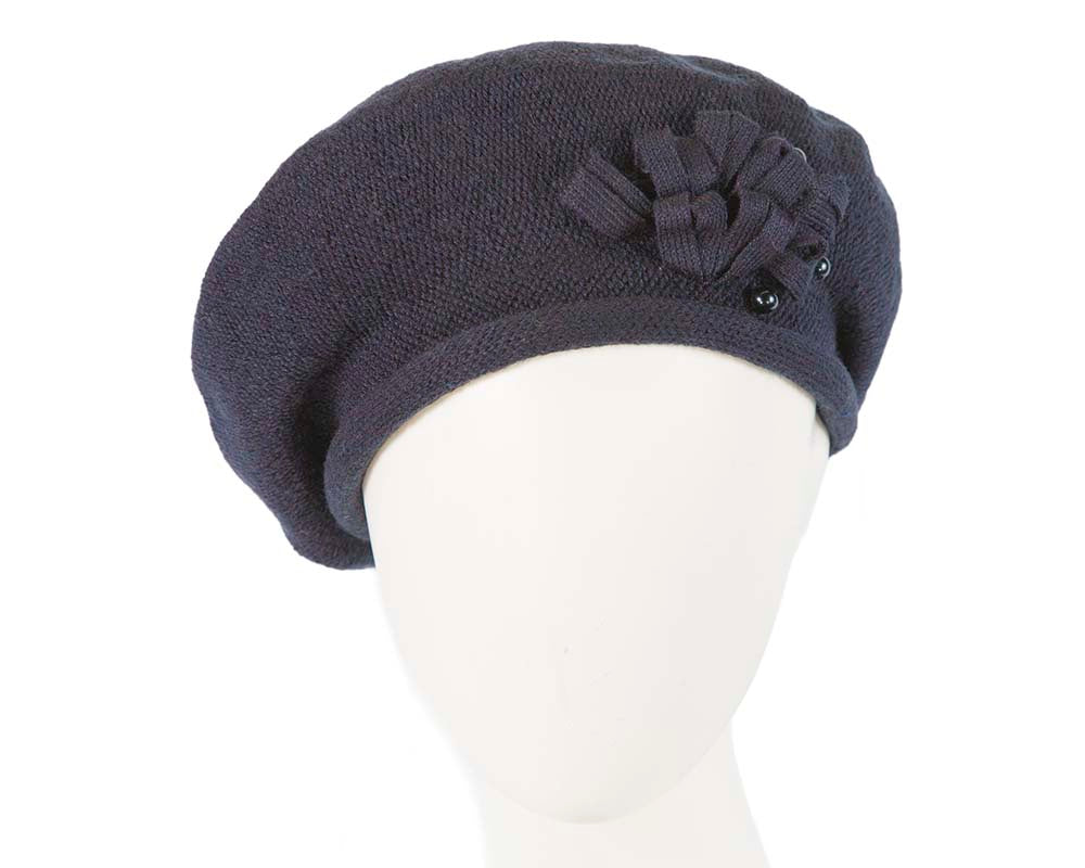 Woolen woven navy beret by Max Alexander-0