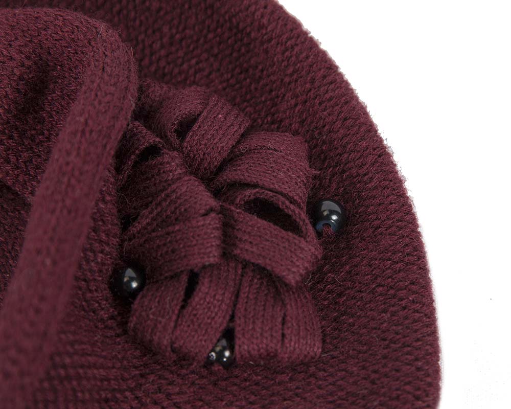 Woolen woven plum beret by Max Alexander