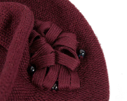 Woolen woven plum beret by Max Alexander