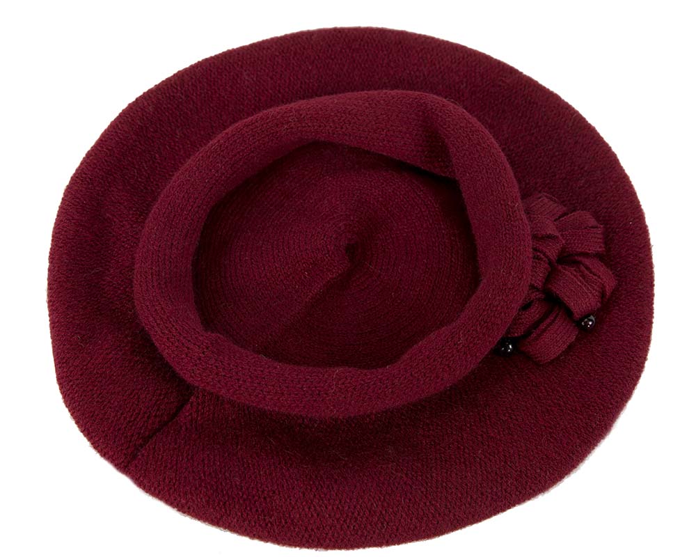 Woolen woven burgundy beret by Max Alexander-1
