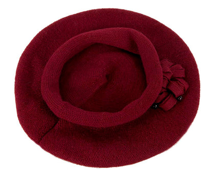Woolen woven burgundy beret by Max Alexander-1