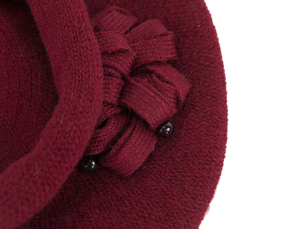 Woolen woven burgundy beret by Max Alexander-2