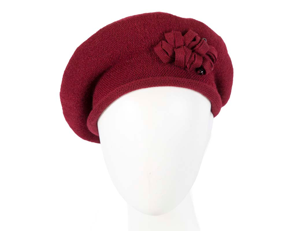 Woolen woven burgundy beret by Max Alexander-0